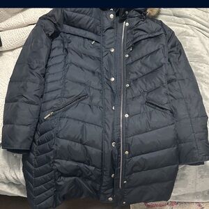 MICHAEL Michael Kors Blue Puffer Jacket Chevron Quilted